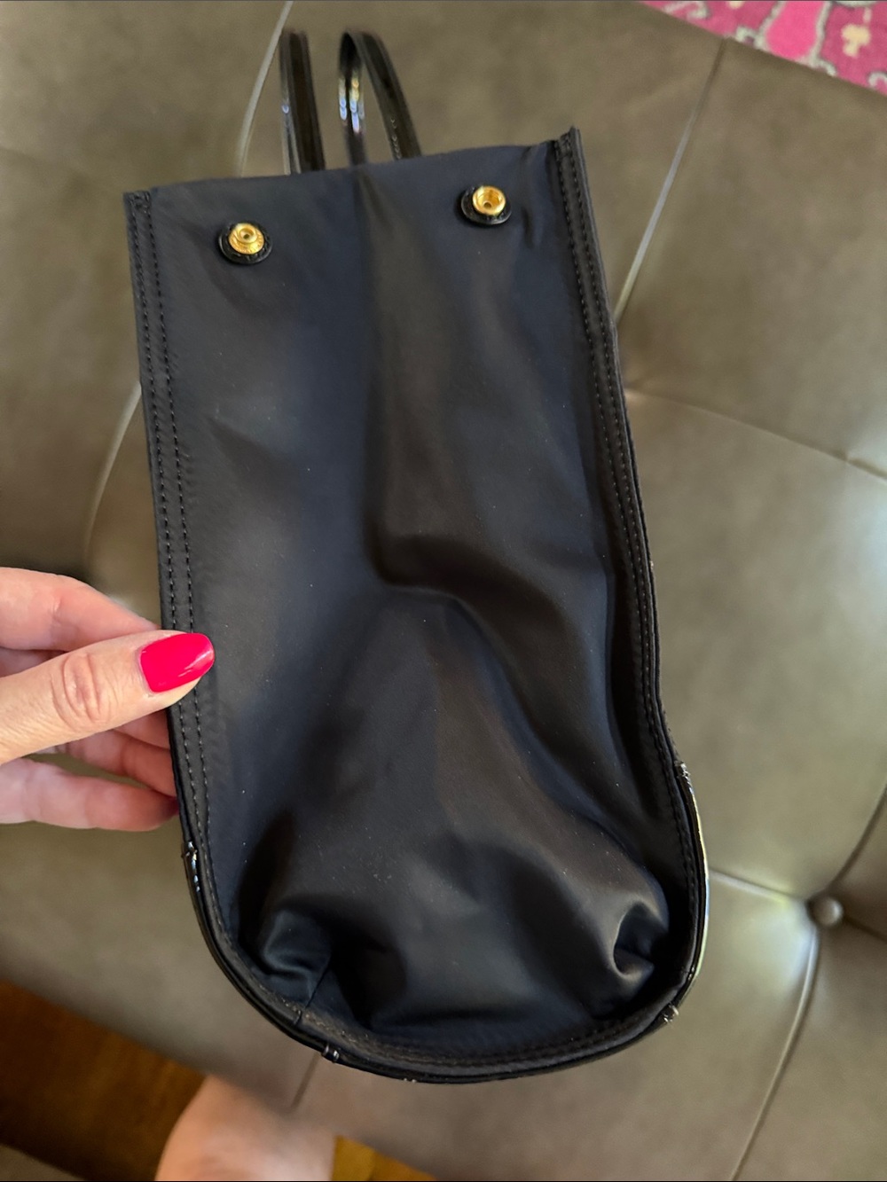 Tory Burch Black Nylon Tote with Patent Trim - Picture 5 of 7